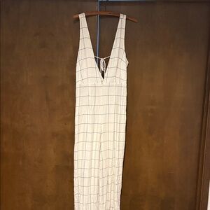 Forever 21 White Checkered Jumpsuit